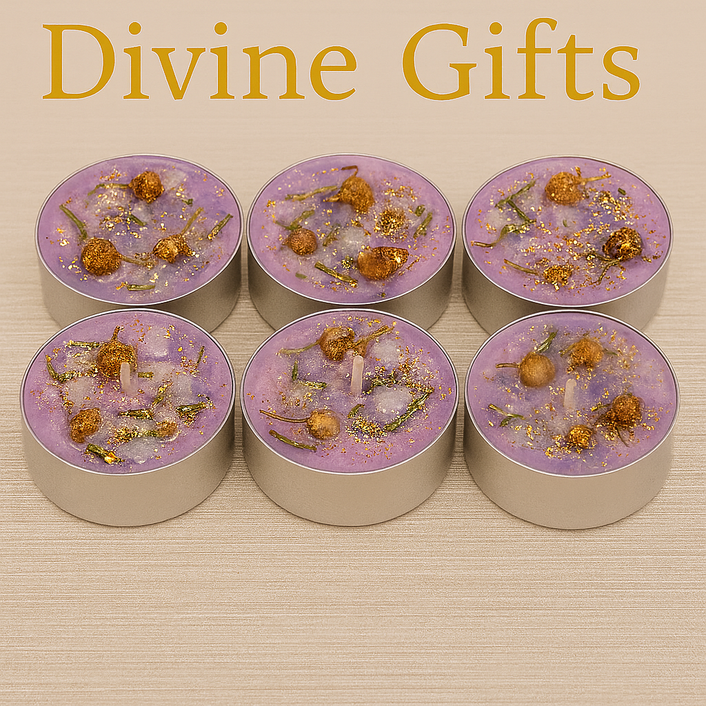 Third Eye Activation Candles | Intuition & Psychic Awareness Lilac Tealights | Spiritual Meditation Candles by Divine Gifts made with herbs.