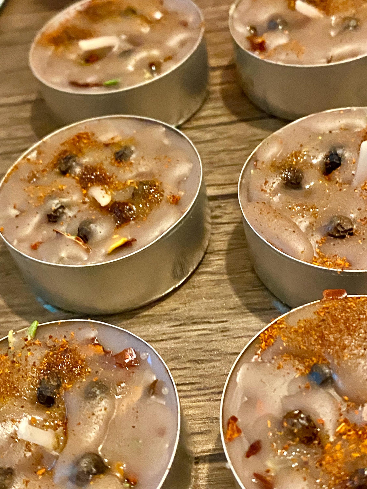 6 Block Buster Tealight Candles – Break Through Obstacles, made with herbs, roots, oils & powders—handmade blend .