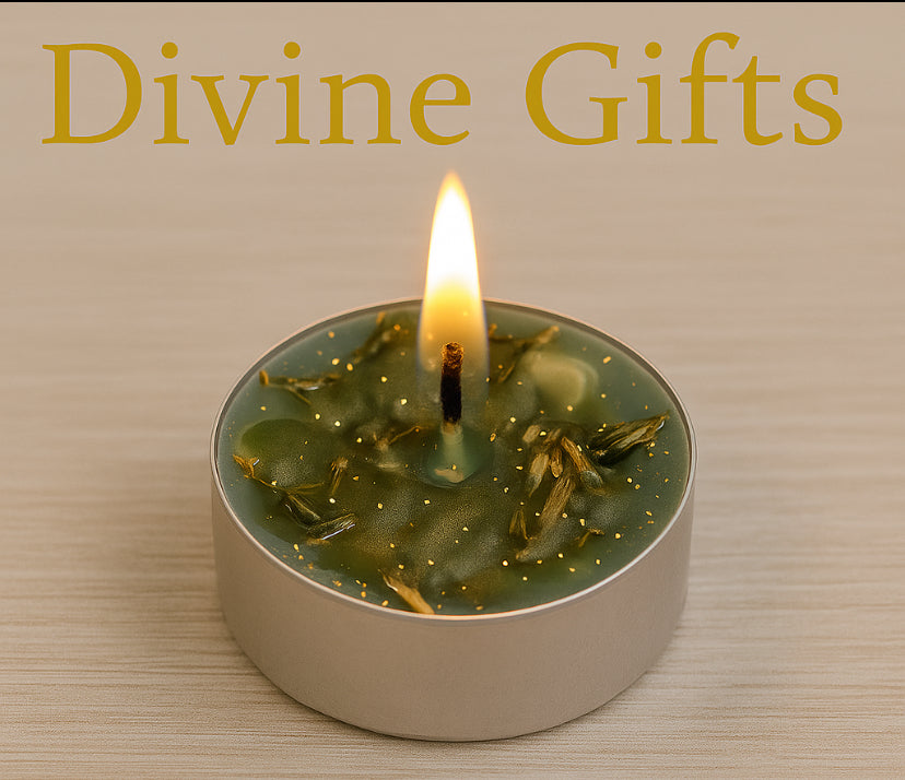 Money Drawing Tealight Candles | Prosperity Spell Candle | Herbal Alfalfa Candle for Abundance, Wealth & Success | Divine Gifts