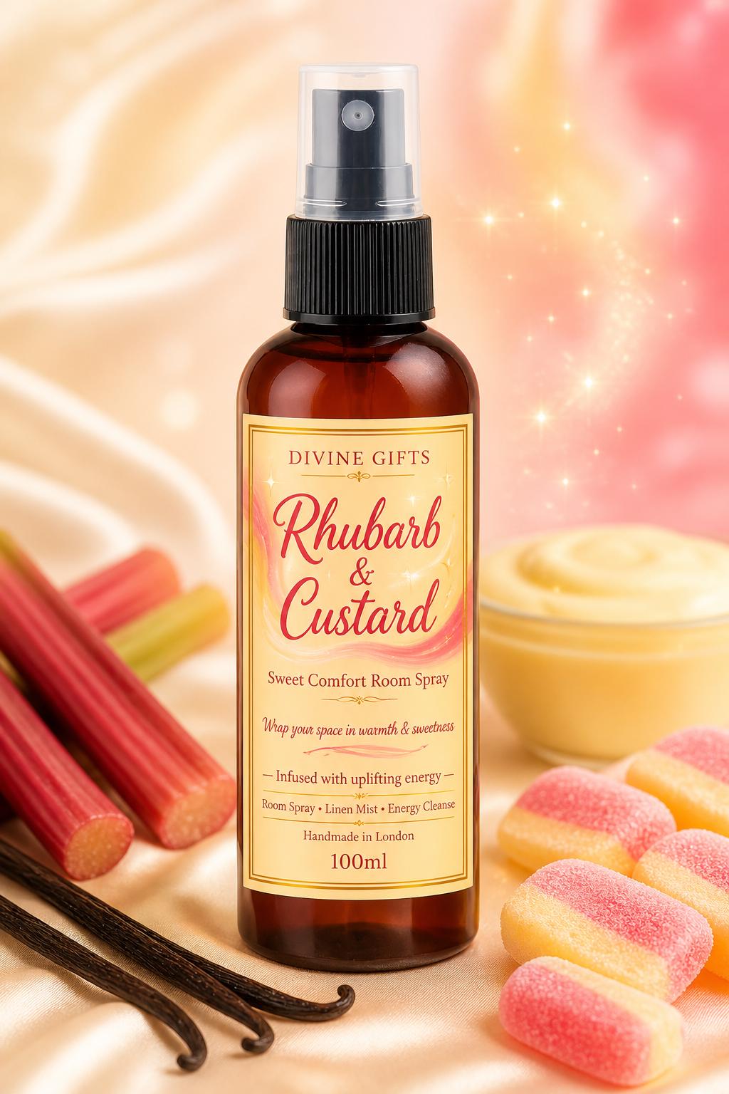 Rhubarb & Custard Room Spray 100ml | Sweet Home Fragrance Mist | Linen Spray | Cozy Scent | Handmade in London | Gift for Her