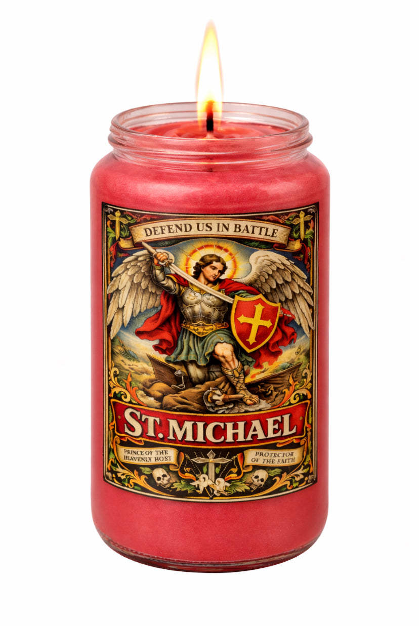 St Michael Protection Candle | Archangel Michael Spiritual Warfare Candle | Red Defense Candle | Remove Negativity & Evil Eye | Gifts