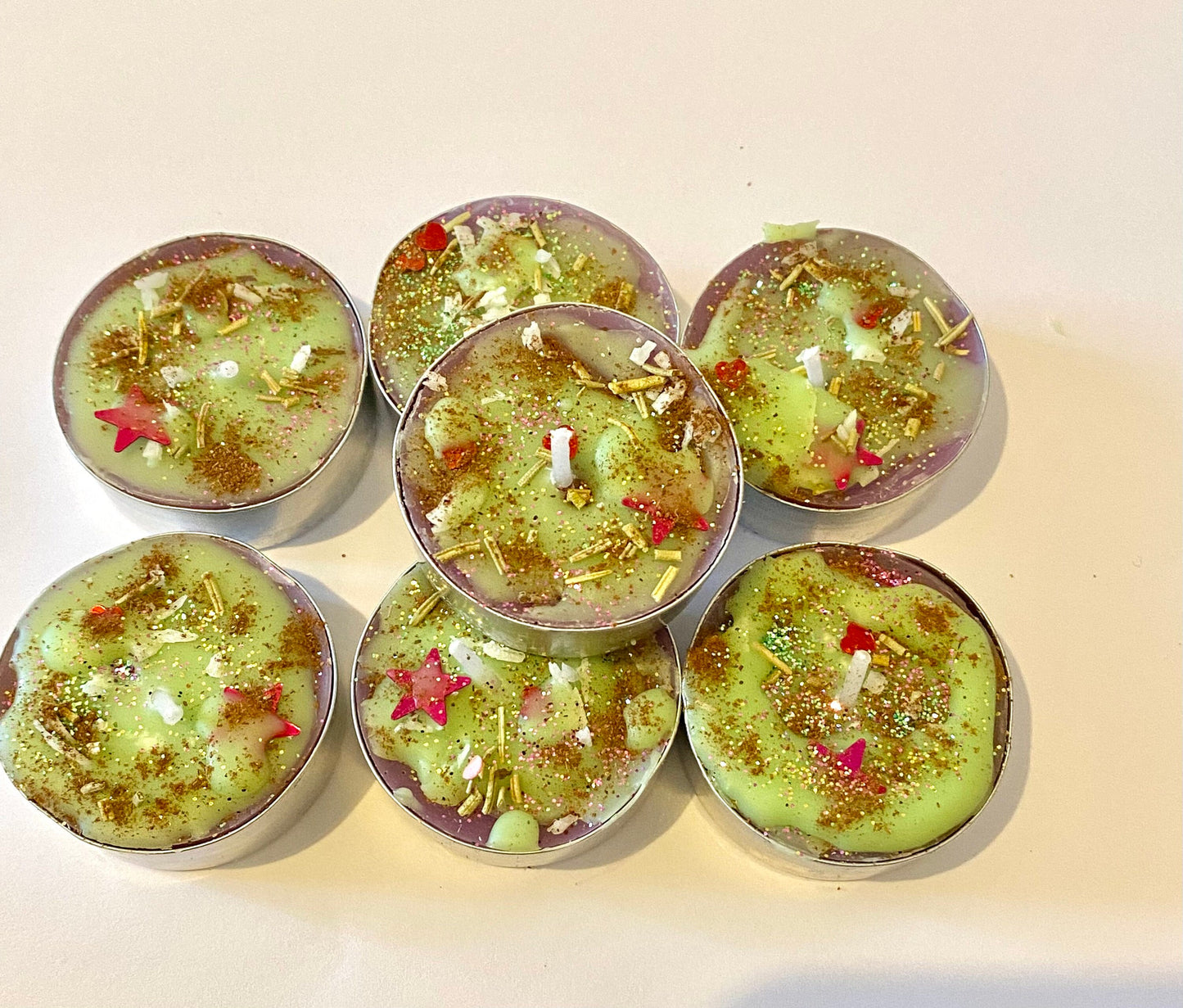 Hoodoo Luck Drawing Tea Light Candles: Handmade Herb & Oil Blend - Set of 7