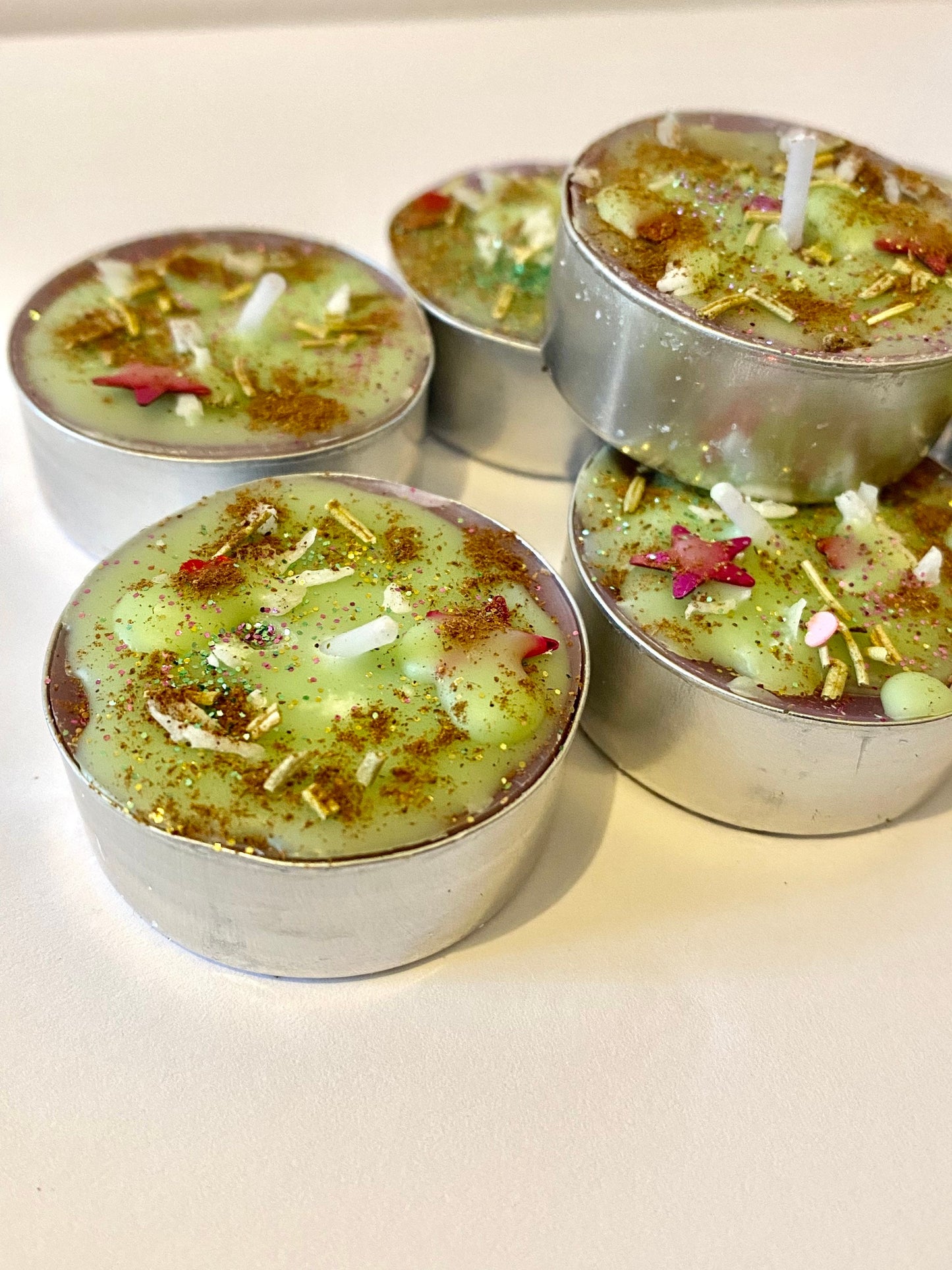 Hoodoo Luck Drawing Tea Light Candles: Handmade Herb & Oil Blend - Set of 7