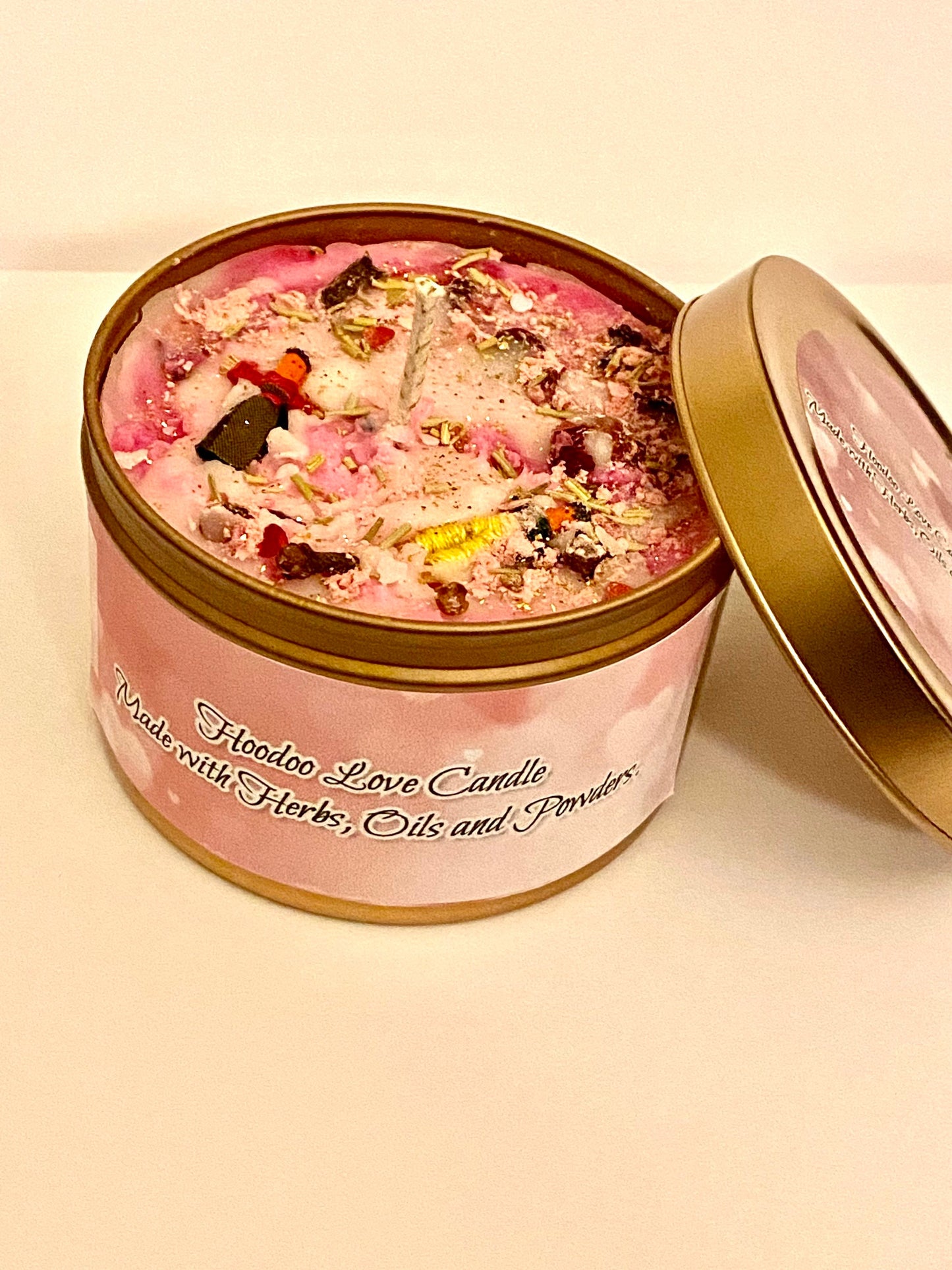 Hoodoo Love Candle: Magical Dolls, Herbs, Oils, Crystals - 8oz