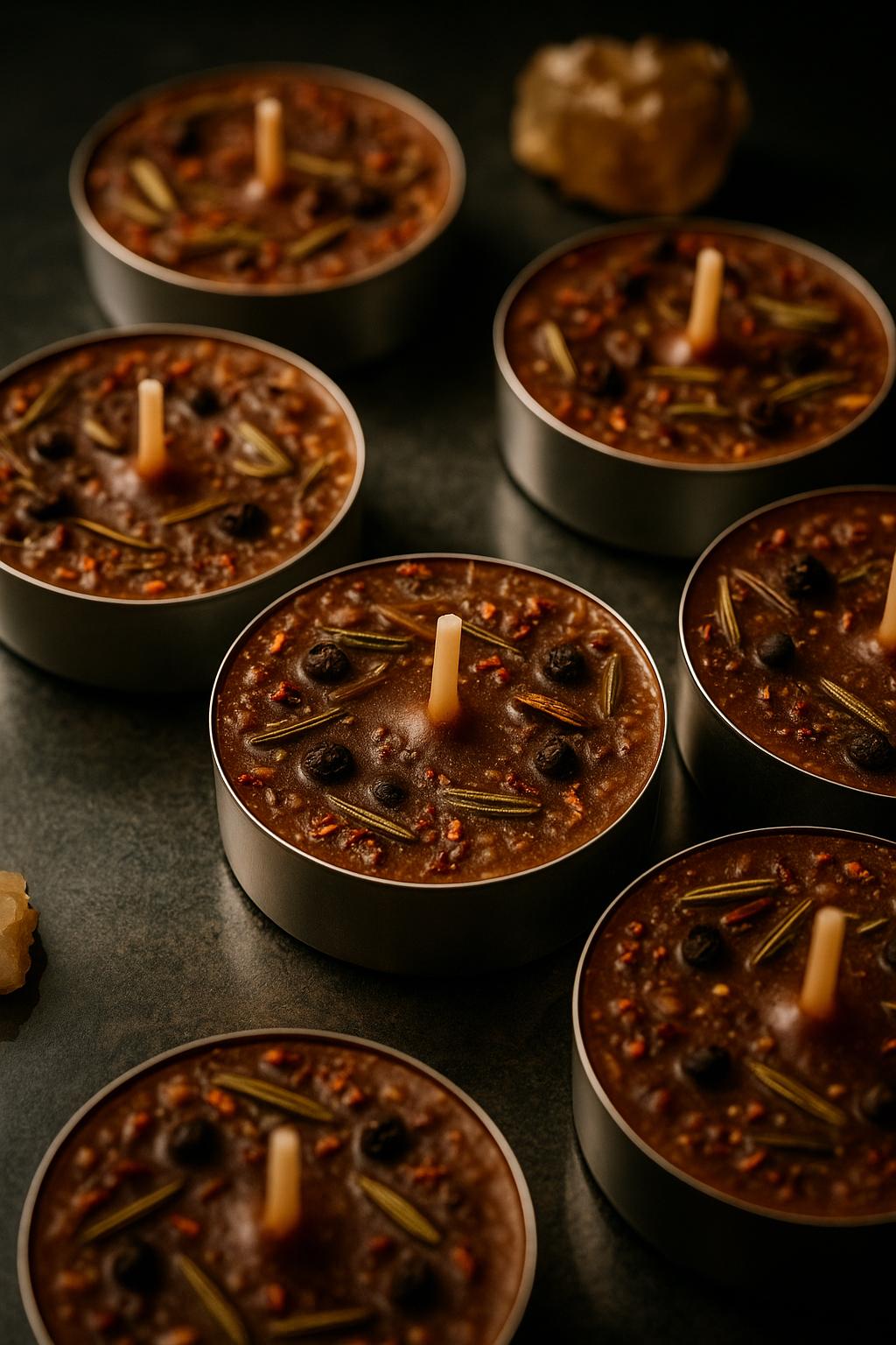 6 Block Buster Tealight Candles – Break Through Obstacles, made with herbs, roots, oils & powders—handmade blend .