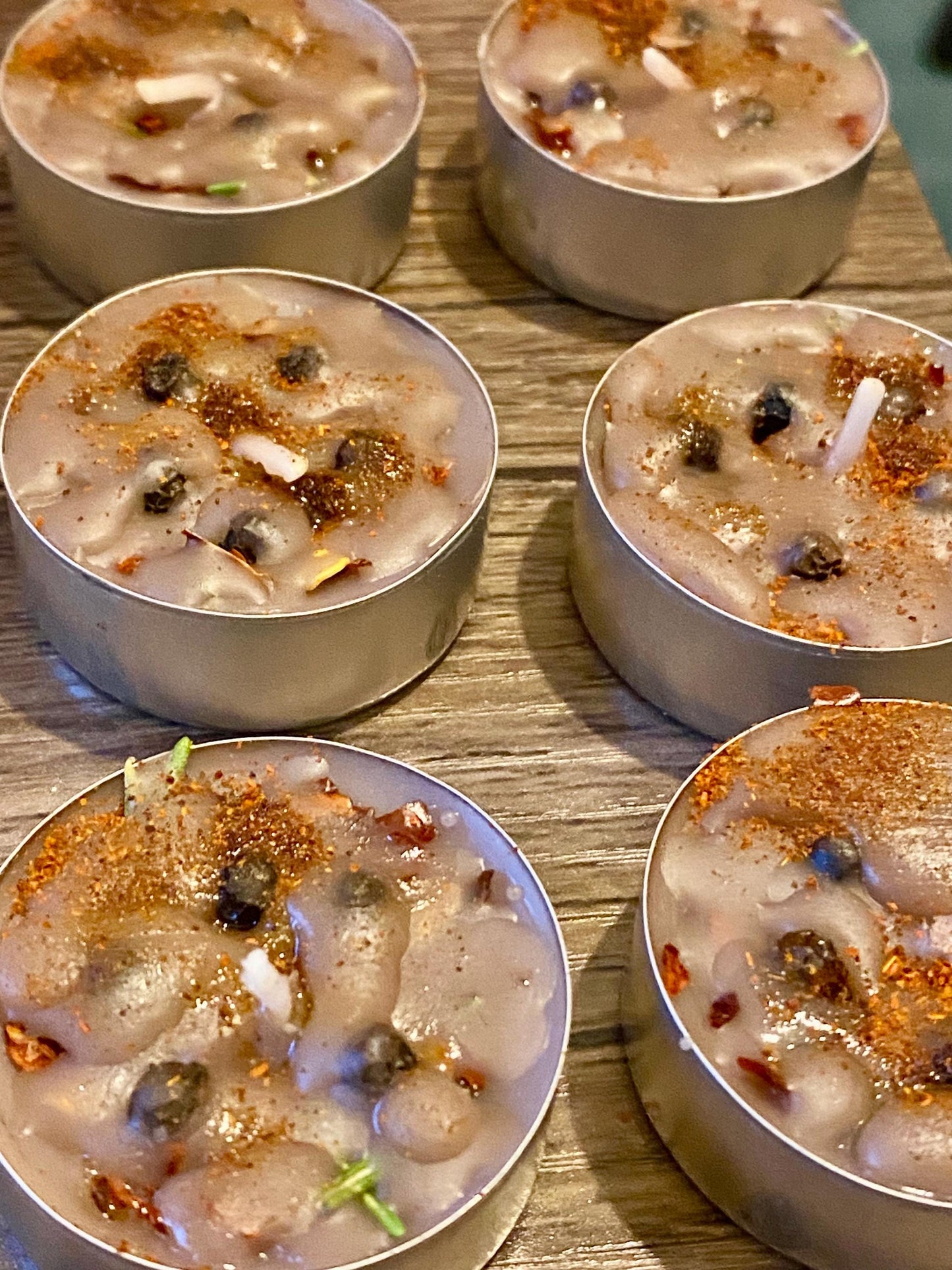 12 x Block Buster Tealight Candles – Break Through Obstacles, made with herbs, roots, oils & powders—handmade blend .