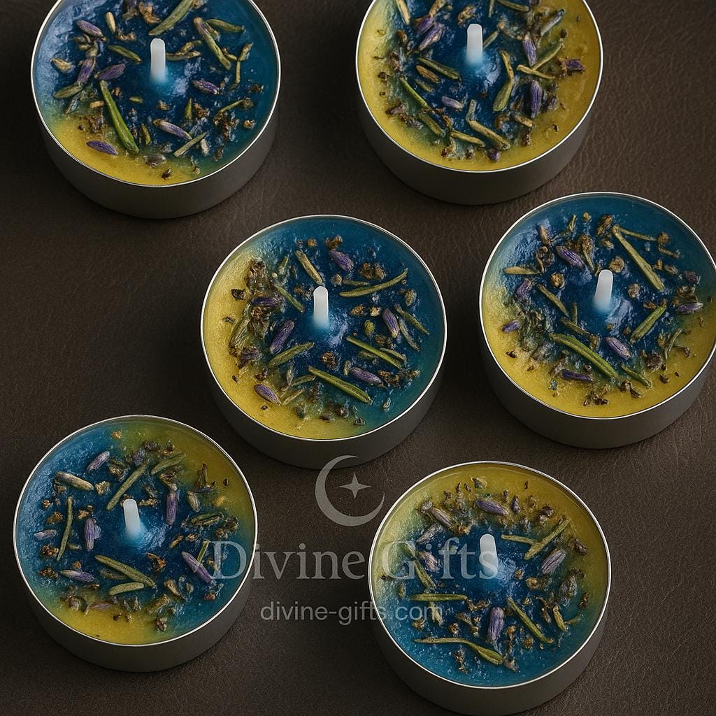 14 Happiness Spell Tealights - Golden herbal candles to invite joy, peace positive energy Handmade Blend Use to draw happiness.
