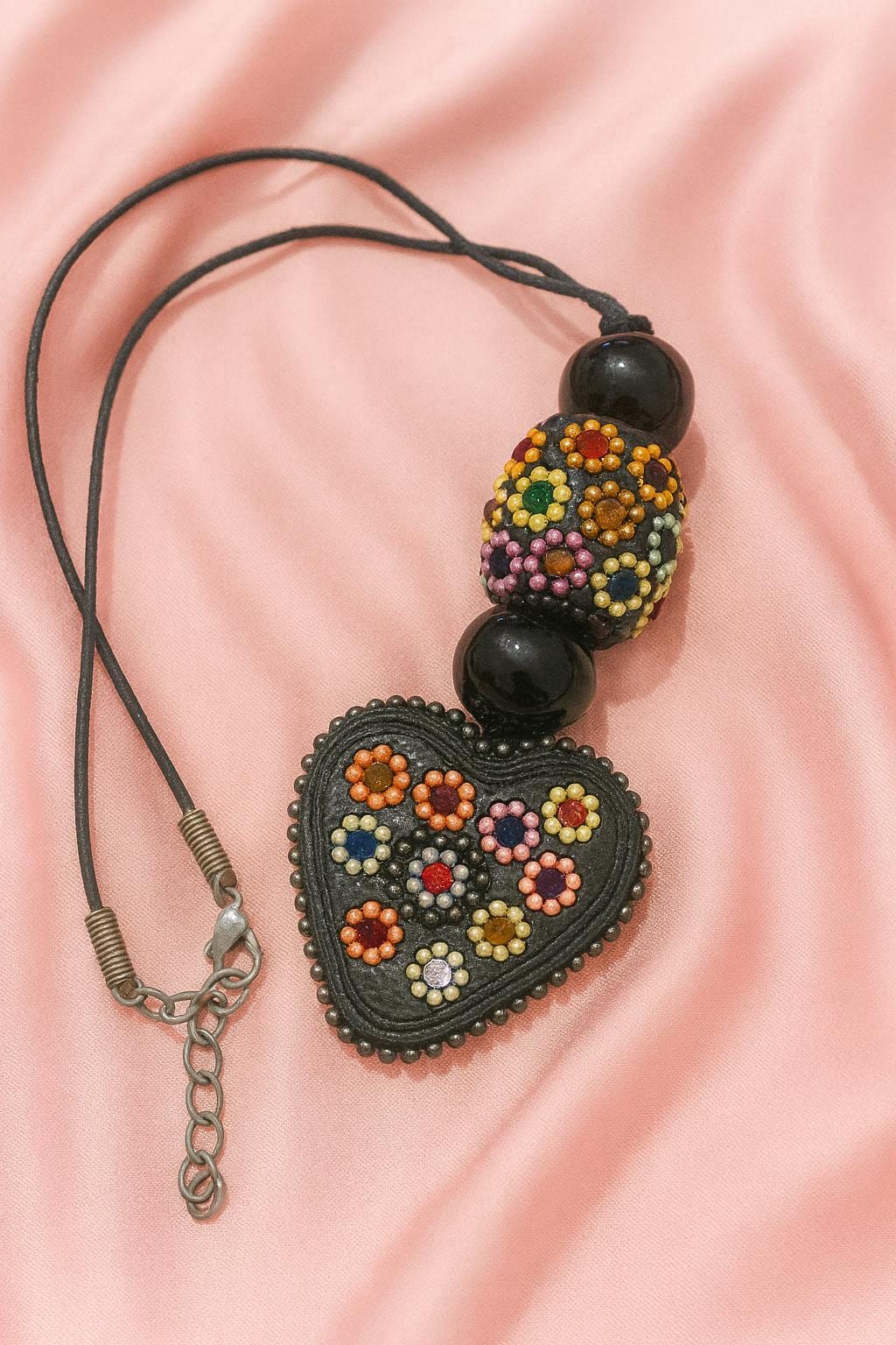 Handcrafted Beaded Heart Necklace – Boho Colourful Jewellery
