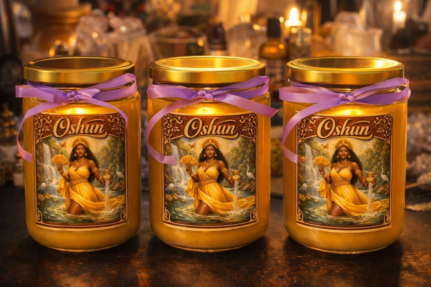 Oshun Goddess Candle | Love and Abundance Ritual Candle | Yellow Spiritual Candle | Blessed & Charged | Divine Feminine