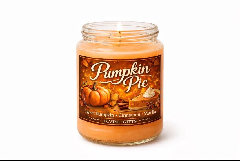 Pumpkin Pie Soy Candle | Autumn Luxury Candle | Sweet Pumpkin Cinnamon Vanilla | Hand Poured Fall Candle | Divine Gifts
