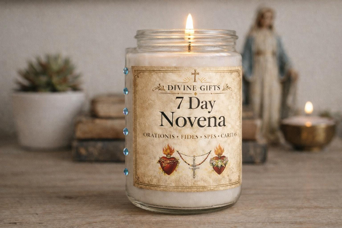 7 Day Novena Candle – Traditional Catholic Prayer Candle – Latin Vatican Style Devotional – Sacred Heart Faith Gift – Divine Gifts.