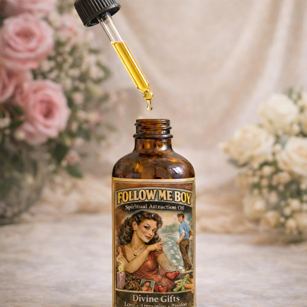 Follow Me Boy Spiritual Attraction Oil – Hoodoo Love Drawing Oil, Magnetism & Passion Ritual Oil, Divine Gifts Rootwork Oil 50ml
