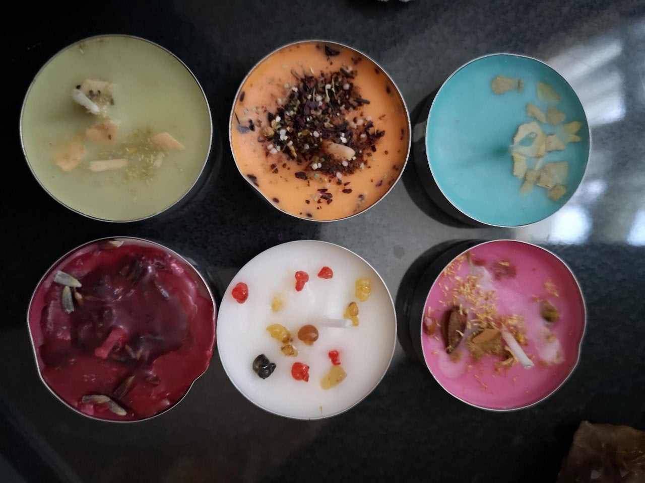 6 x Hoodoo Mixed Candles, Money, Love, Business, Spiritual, Peace & Binding - Magickal Candles - Wiccan - With Herbs and Roots
