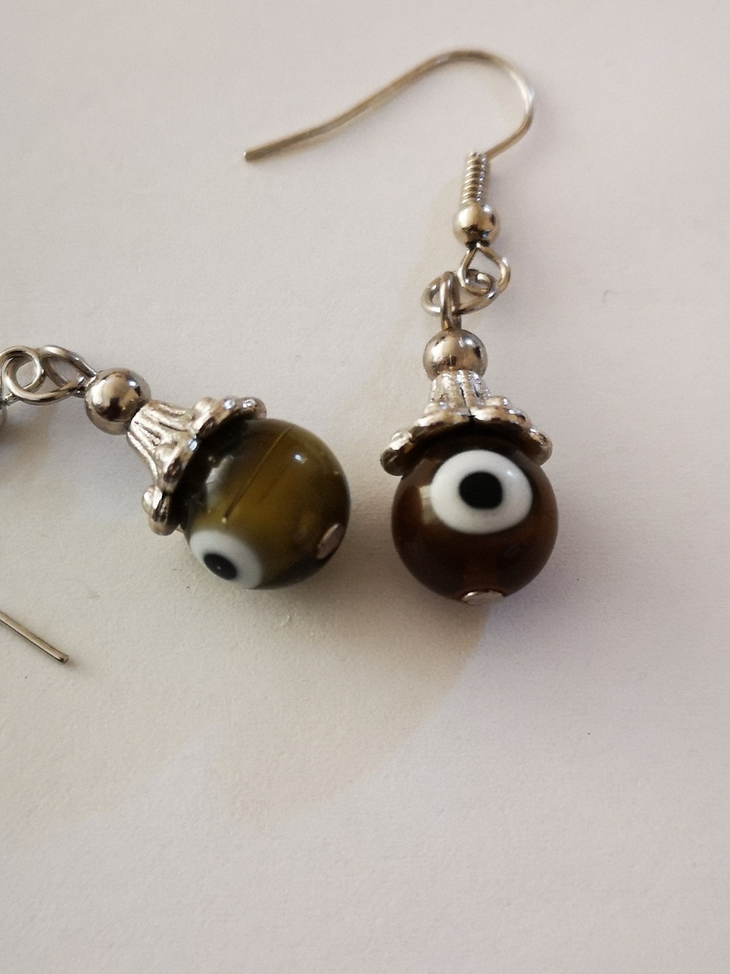 Olive Evil Eye Spiritual Protection Ball Beaded Earrings, for Women, Girls, Men. - ST1