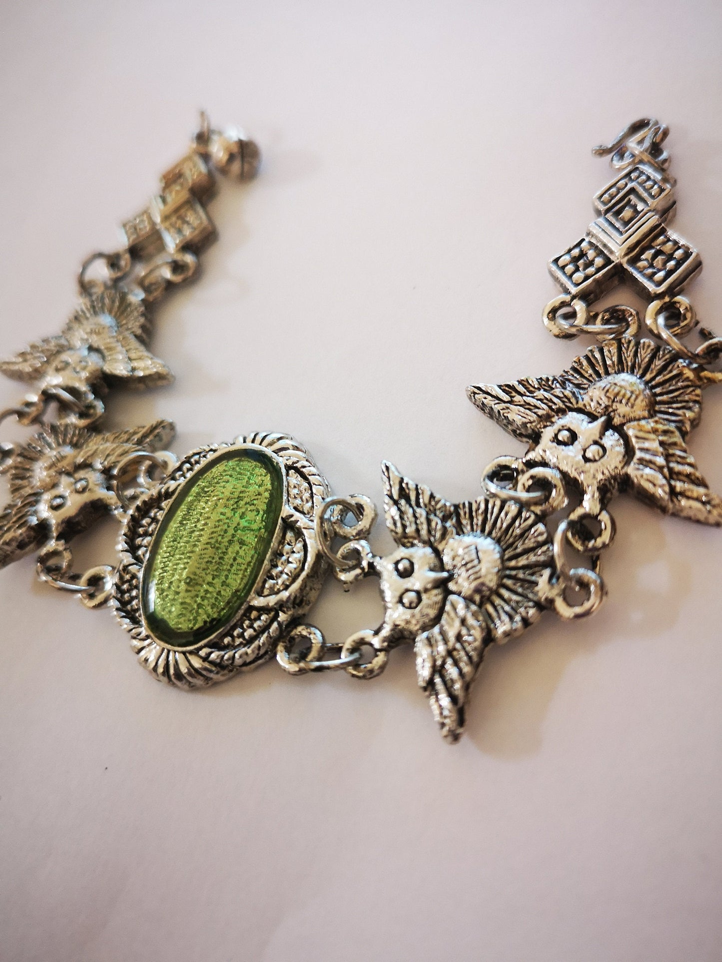 Owl Multi Charm Green Amulet Bracelet for Women, Girls, Men.
