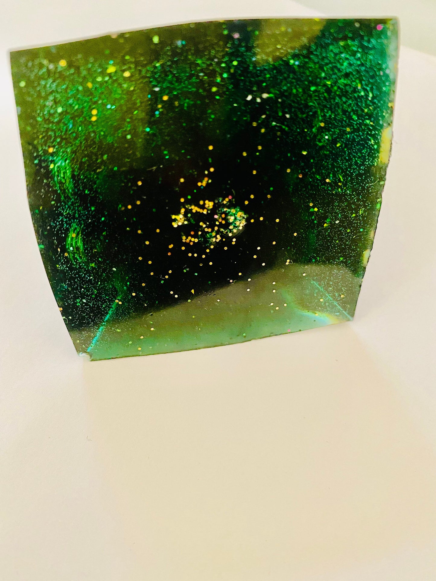 Coffee & Green Orgone Orgonite Pyramid with Shungite, Lodestone, Crystals, Gem Stones, Copper, EMF Protection - Energy Realms 2 Sizes