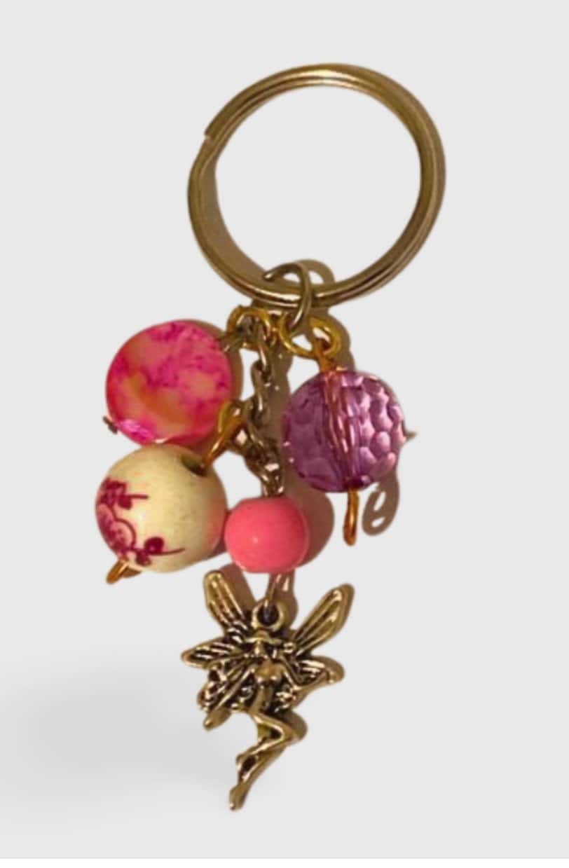 Fairy Bead Multi Charm Keyring, Hand Bag Charm with Beads, Gift For her, Birthday, Cute Gift.