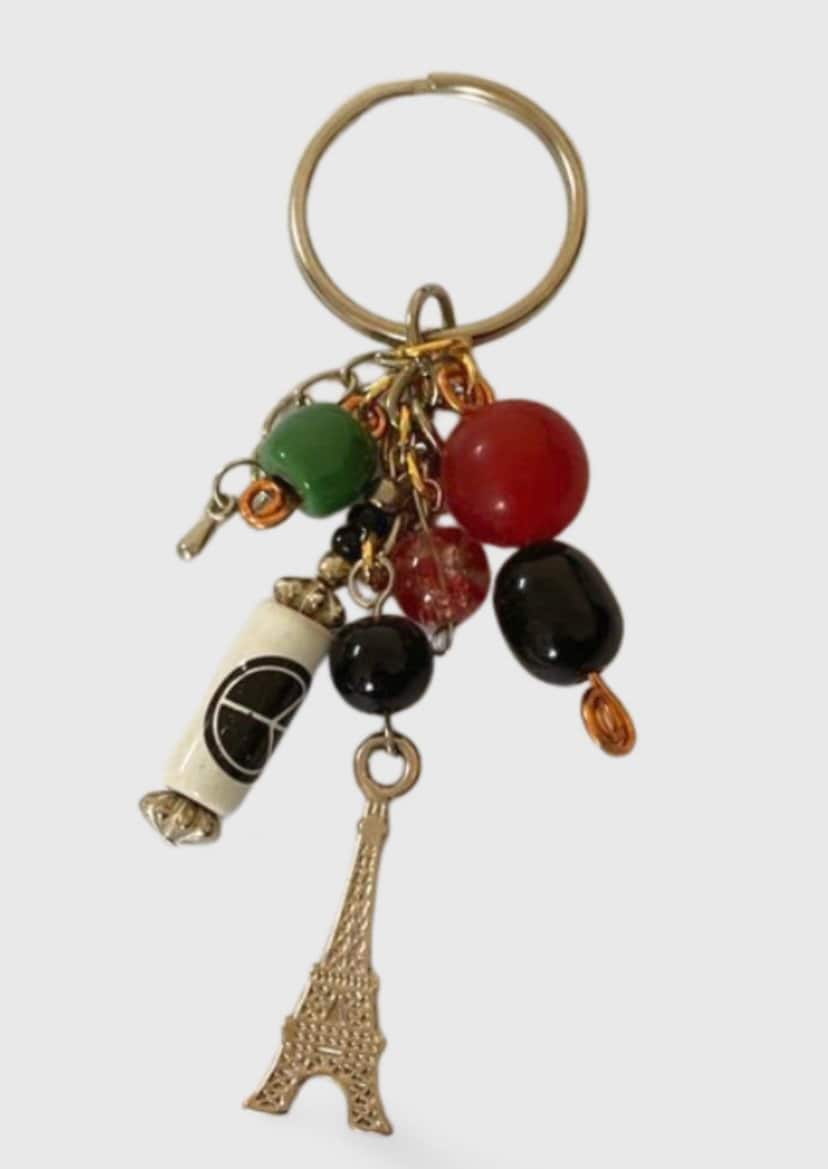 Eiffel Tower Bead Multi Charm Keyring, Hand Bag Charm with Beads, Gift For her, Birthday, Cute Gift.