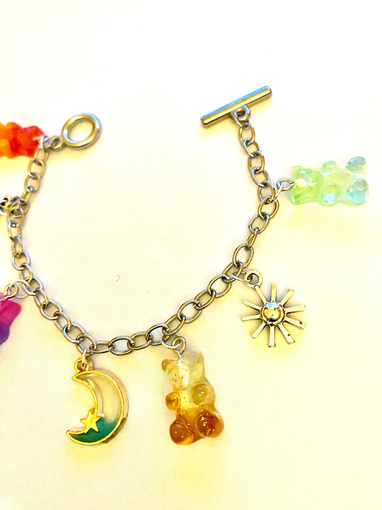 Bears, Moon and Stars Pretty Multi Charm Bracelet. Ladies, Girls, Gift For her, Birthday, Cute Gift. Style 3