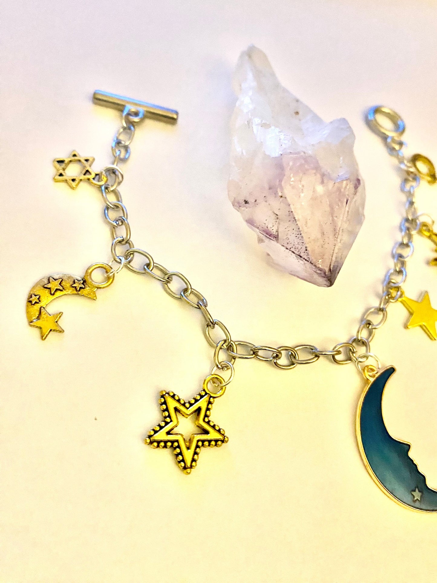 Sun, Moon and Stars Pretty Multi Charm Bracelet. Ladies, Girls, Gift For her, Birthday, Cute Gift. Style 5