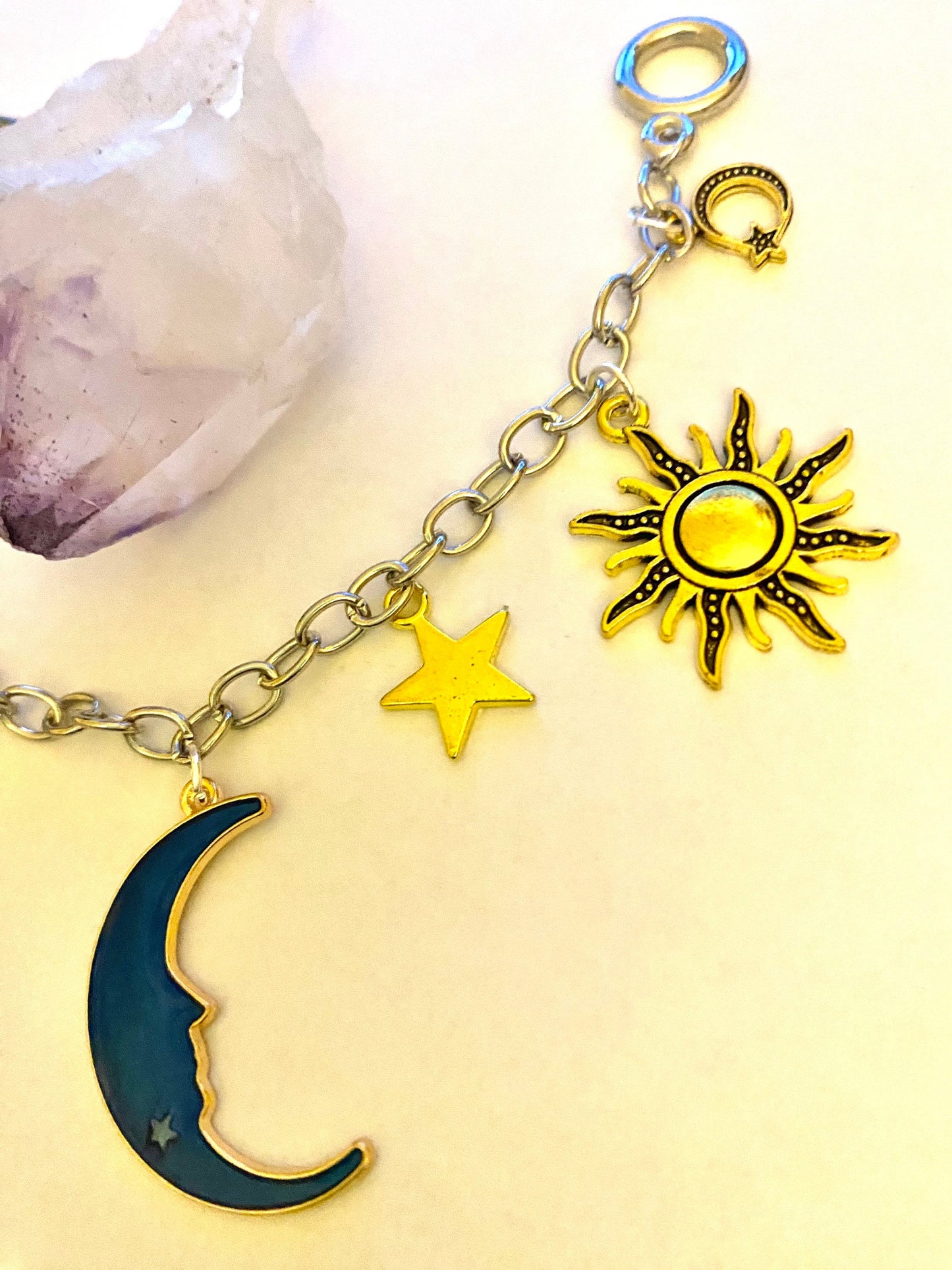 Sun, Moon and Stars Pretty Multi Charm Bracelet. Ladies, Girls, Gift For her, Birthday, Cute Gift. Style 5
