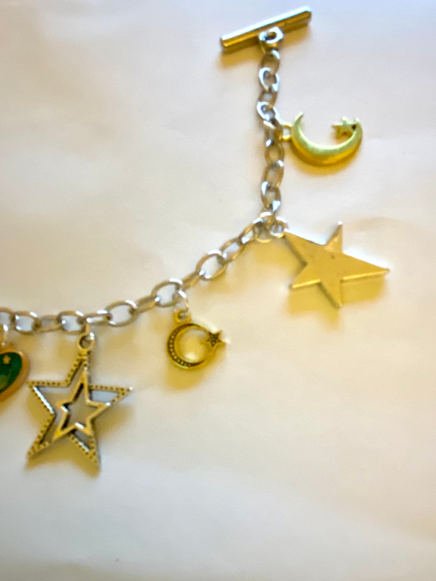 Moon and Stars Pretty Multi Charm Bracelet. Ladies, Girls, Gift For her, Birthday, Cute Gift. Style 10