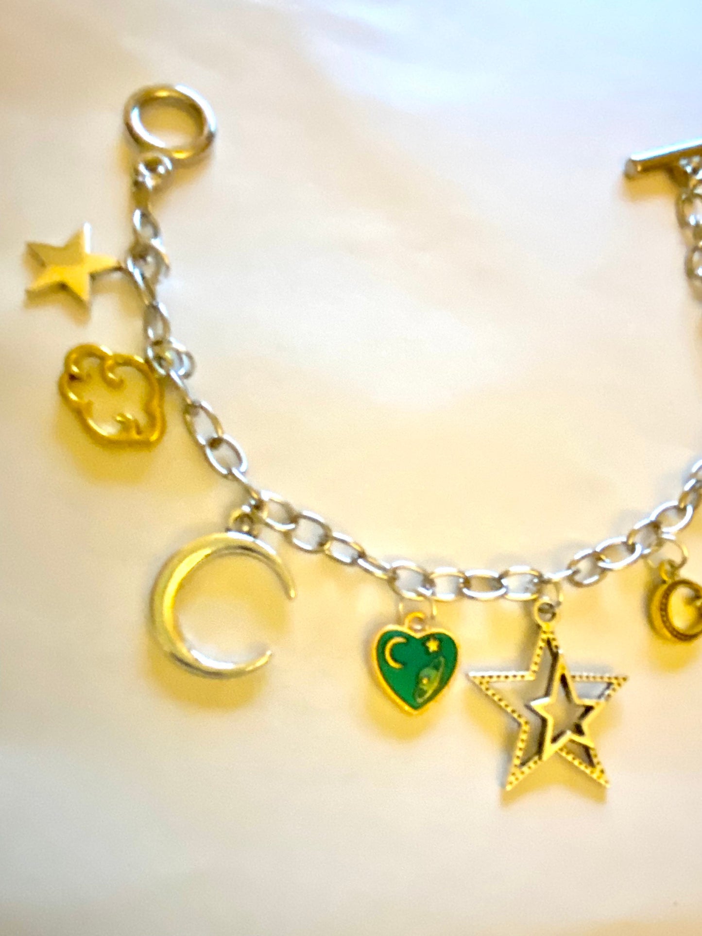 Moon and Stars Pretty Multi Charm Bracelet. Ladies, Girls, Gift For her, Birthday, Cute Gift. Style 10