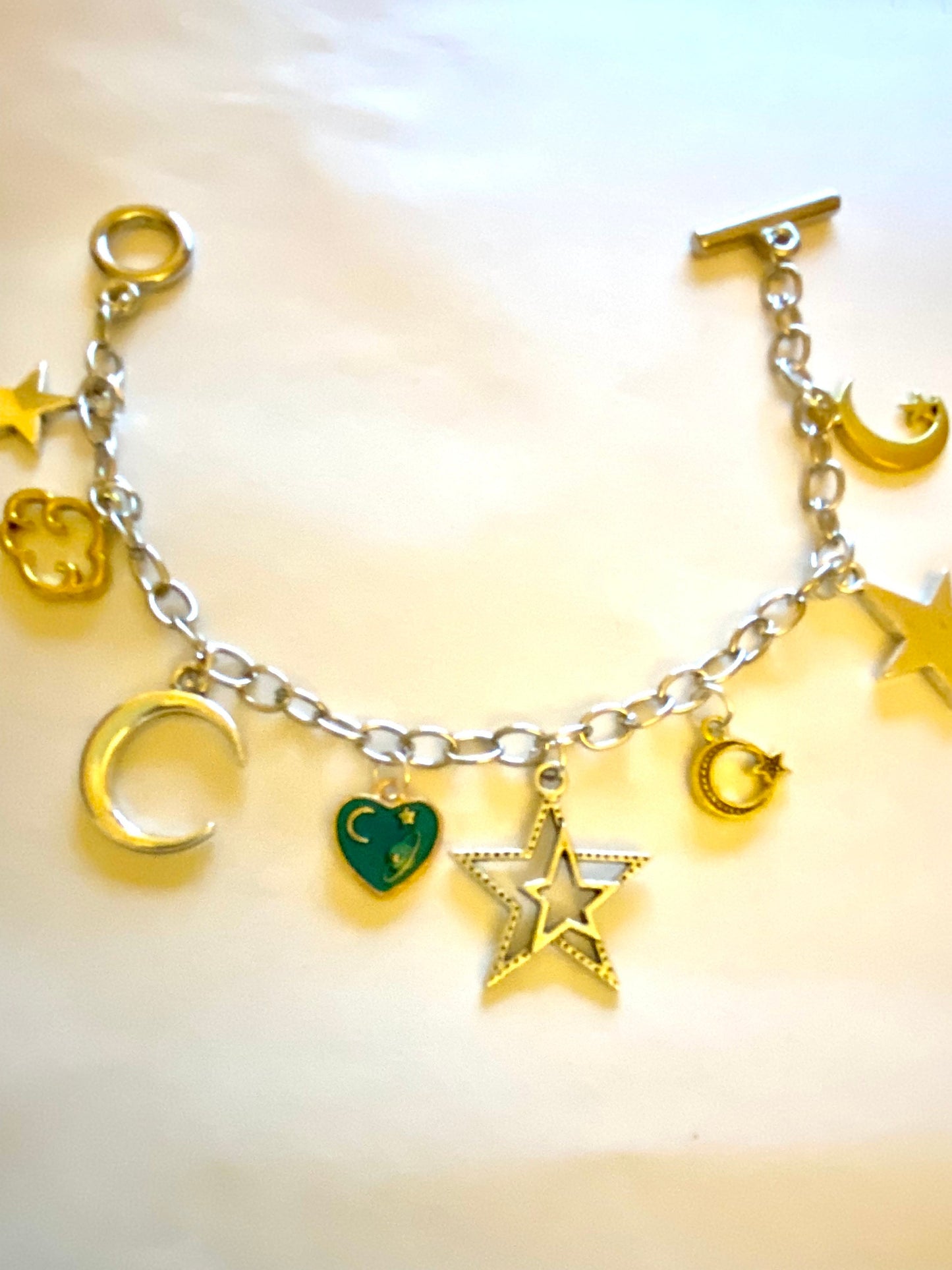 Moon and Stars Pretty Multi Charm Bracelet. Ladies, Girls, Gift For her, Birthday, Cute Gift. Style 10