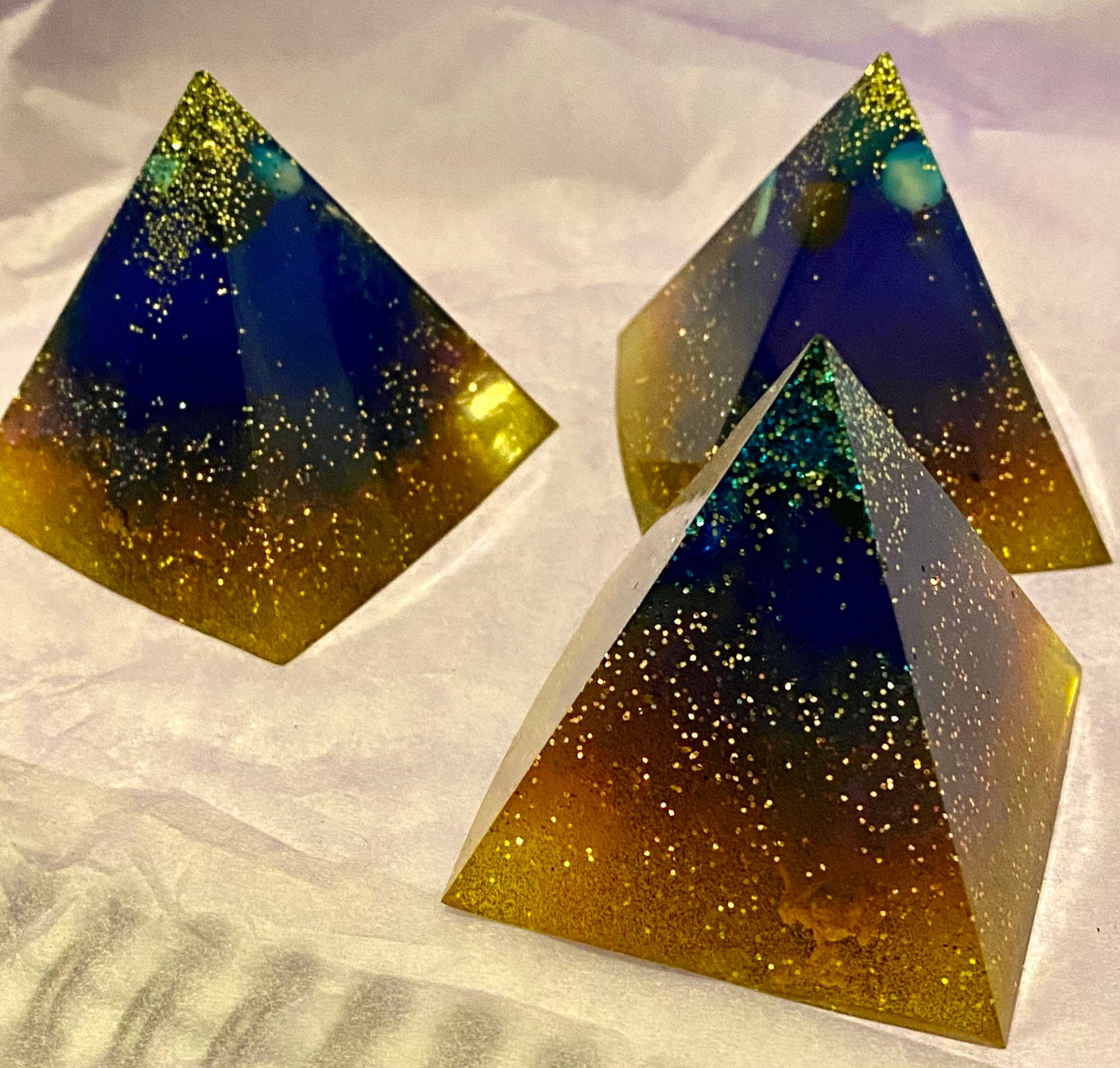 Pyramid Crystal Orgone Resin Gift custom Keepsake, Paper weight.