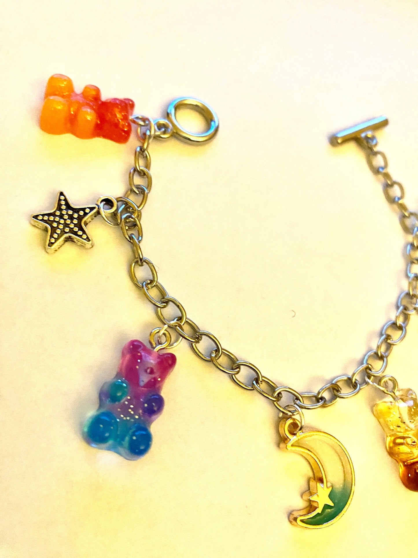 Bears, Moon and Stars Pretty Multi Charm Bracelet. Ladies, Girls, Gift For her, Birthday, Cute Gift. Style 3