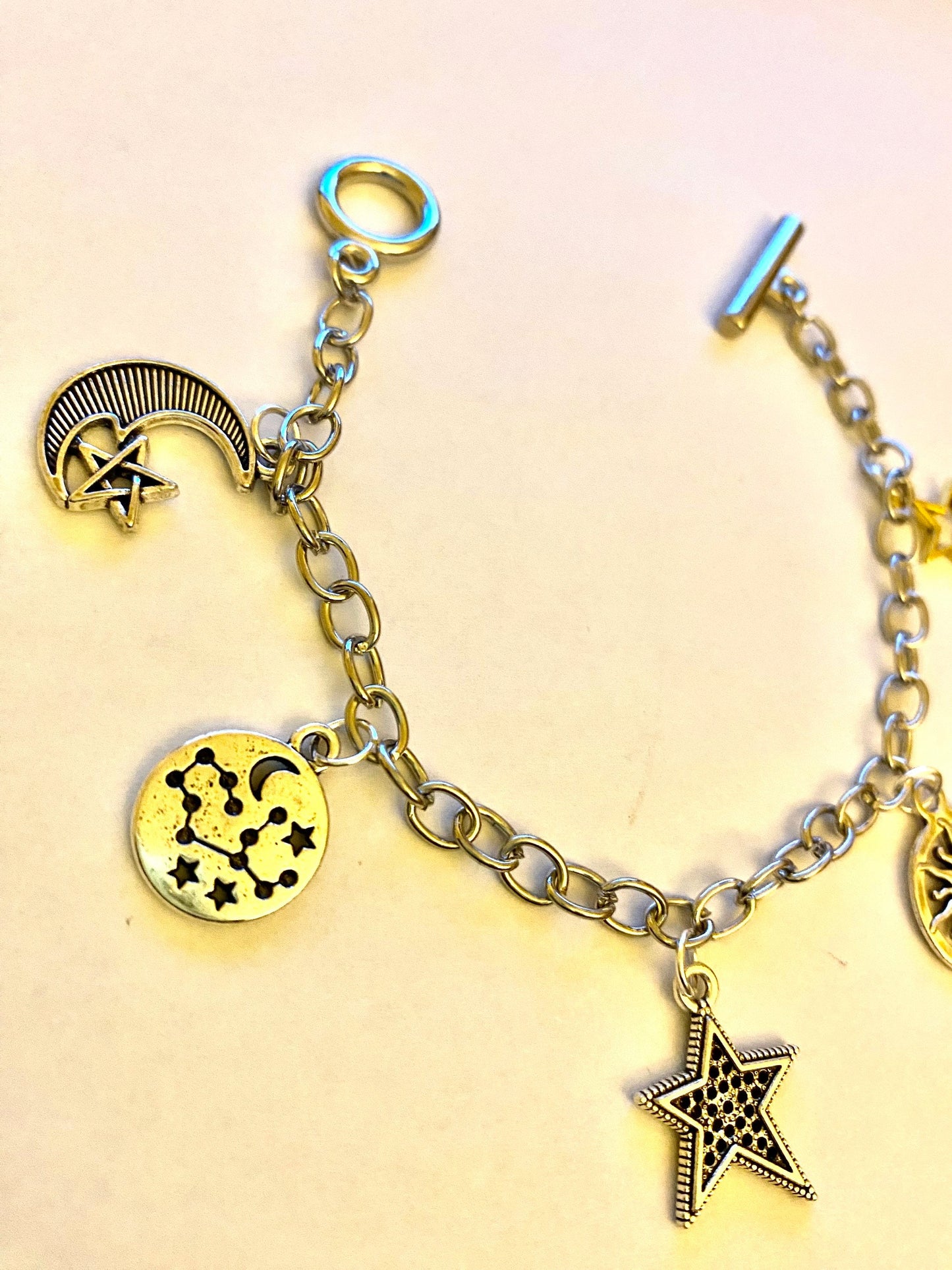 Sun, Moon and Stars Pretty Multi Charm Bracelet. Ladies, Girls, Gift For her, Birthday, Cute Gift. Style 4