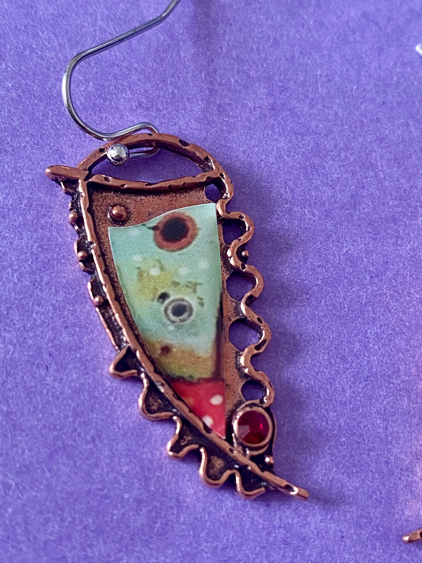 Beautiful Boho colourful earrings. For women, girls tribal copper design. Gift, Style 3
