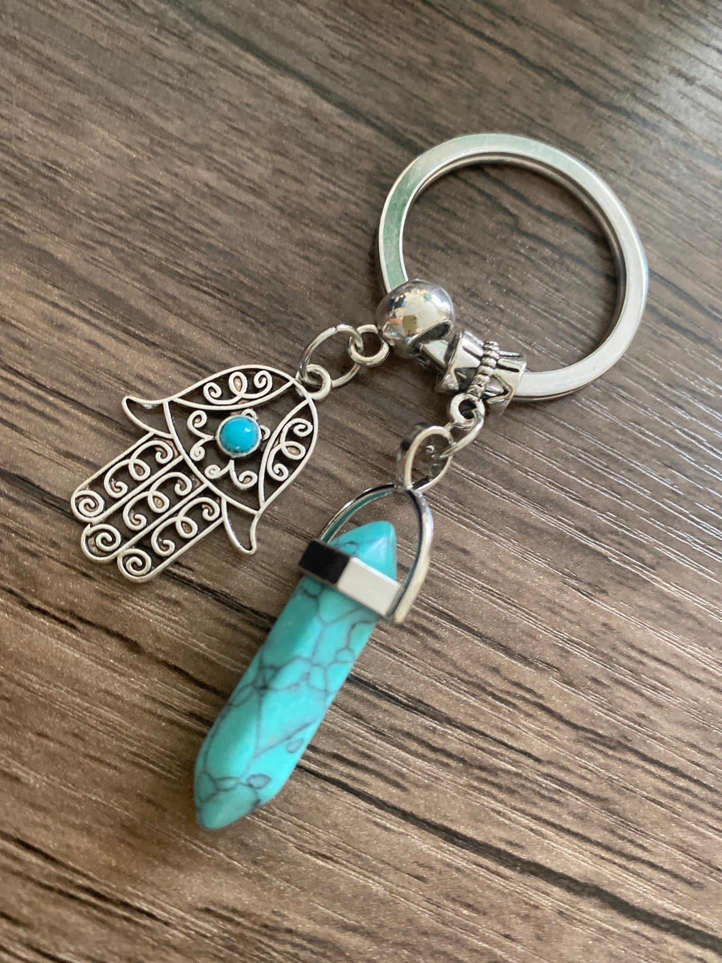 Turquoise Pretty Multi Charm Keyring, Hand Bag Charm with Sun Charm. Gift For her, Birthday, Cute Gift, Fun, Cute.