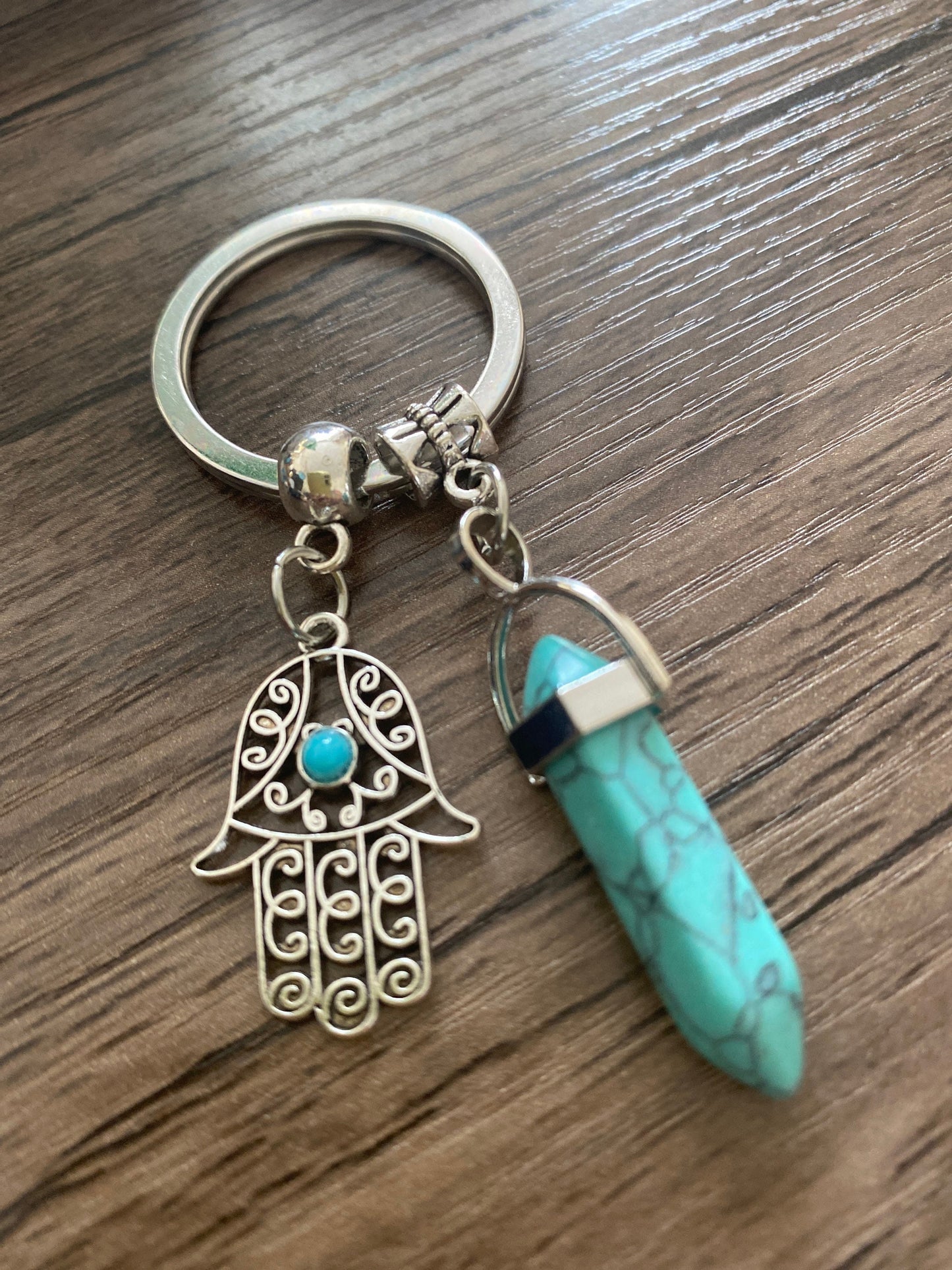 Turquoise Pretty Multi Charm Keyring, Hand Bag Charm with Sun Charm. Gift For her, Birthday, Cute Gift, Fun, Cute.