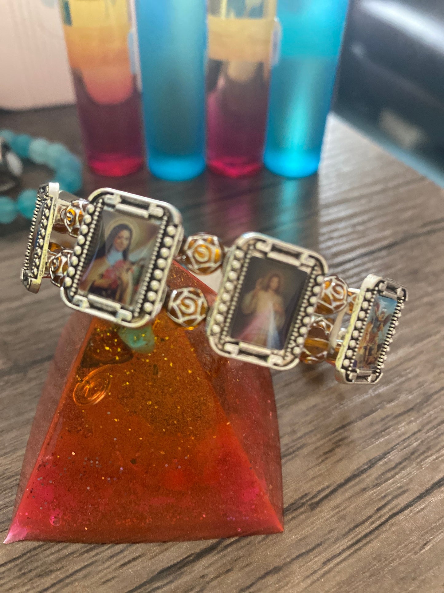 Holy Christian Bracelet. With Rose Beads. Catholic | Ladies, Girls, Gift For her, Birthday, Cute Gift. Style 012