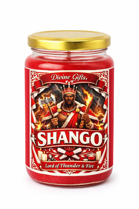 Shango Candle – Orisha of Thunder & Fire | Infused Blessed Oils, Power, Protection, Success Ritual Candle