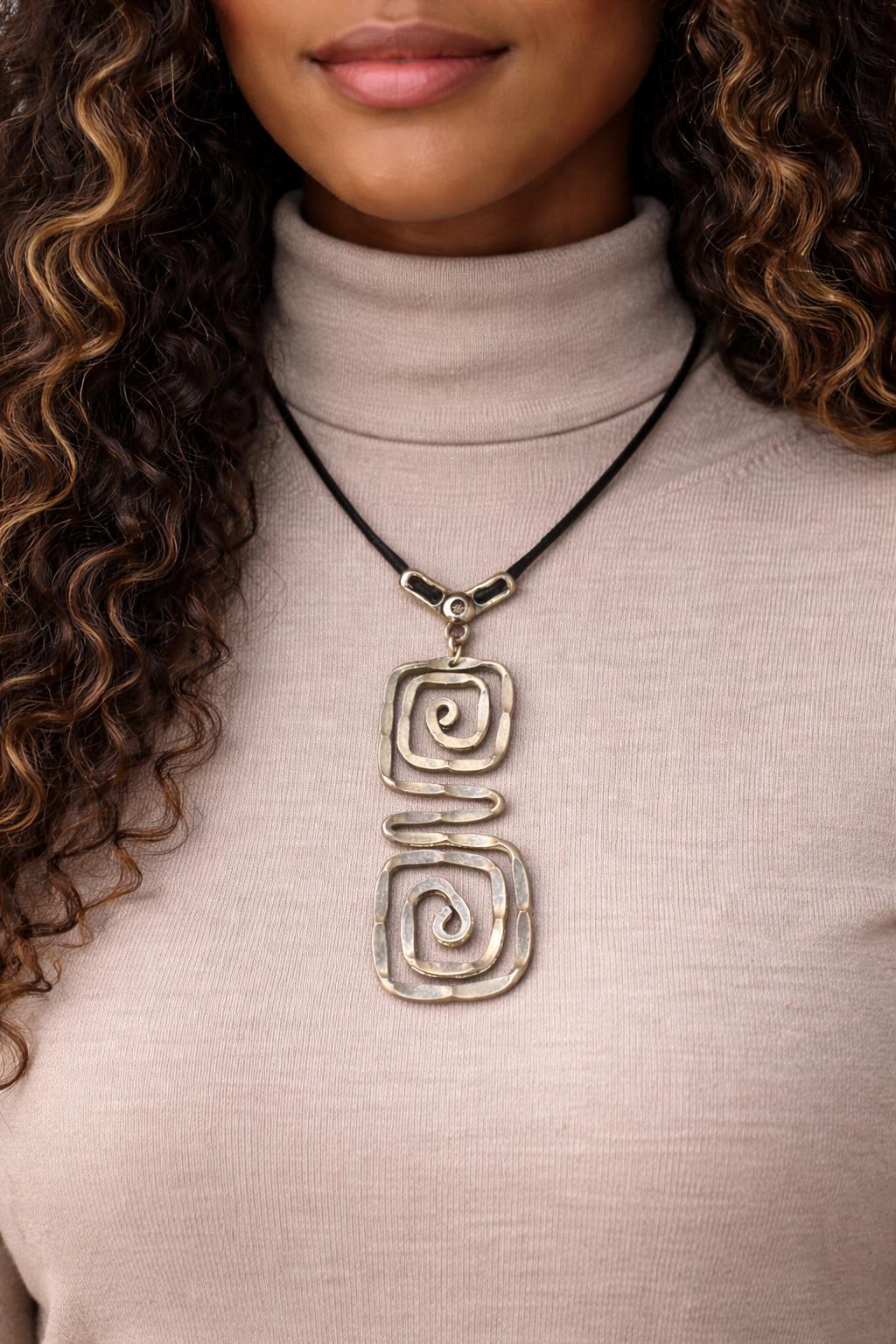 Spiral Protection Talisman Necklace | Spiritual Energy Pendant | Balance & Grounding, Handmade Amulet - Style 2