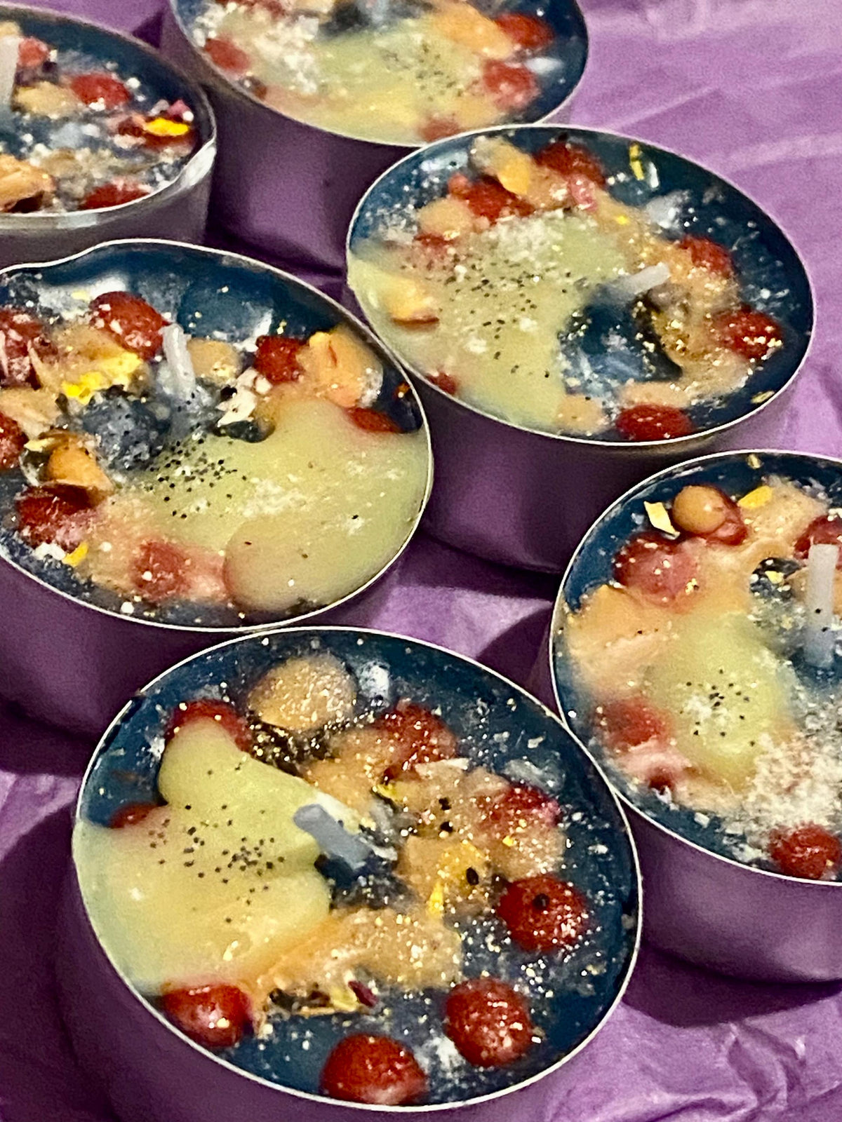 Home Protection Tea Light Candles: Handmade Herb & Oil Blend (Set of 6)