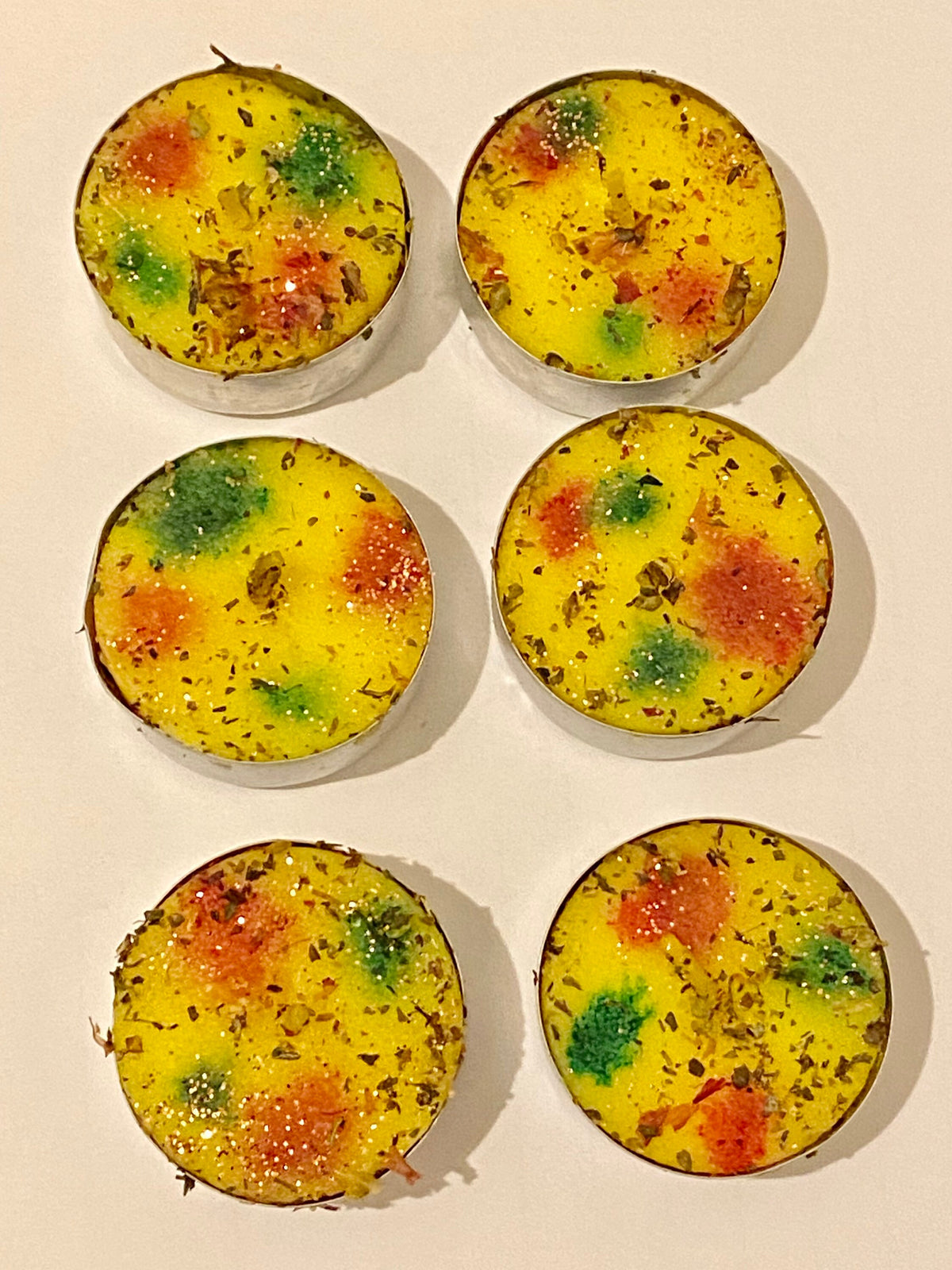 Lemon Scented Tea Light Candles: Handmade Herb Blend for Happiness (6 Pack)