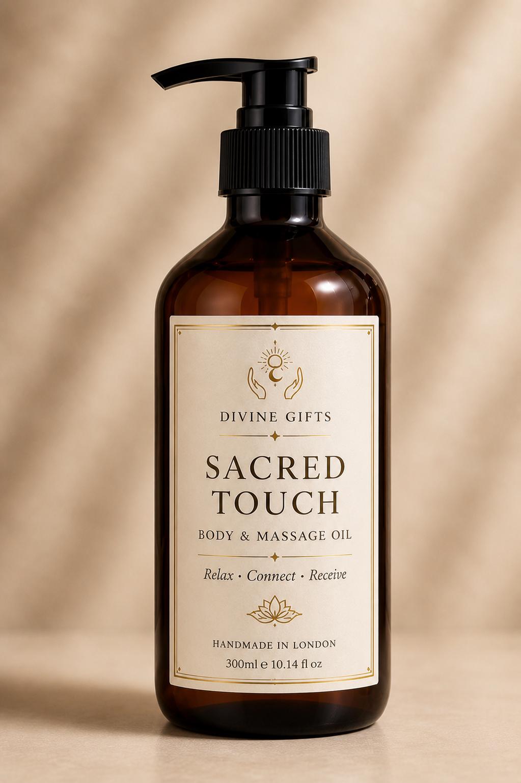 Sacred Touch Body Oil 300ml | Massage Oil for Relaxation & Intimacy | Self Love Ritual Oil | Luxury Spa Oil | Divine Gifts London