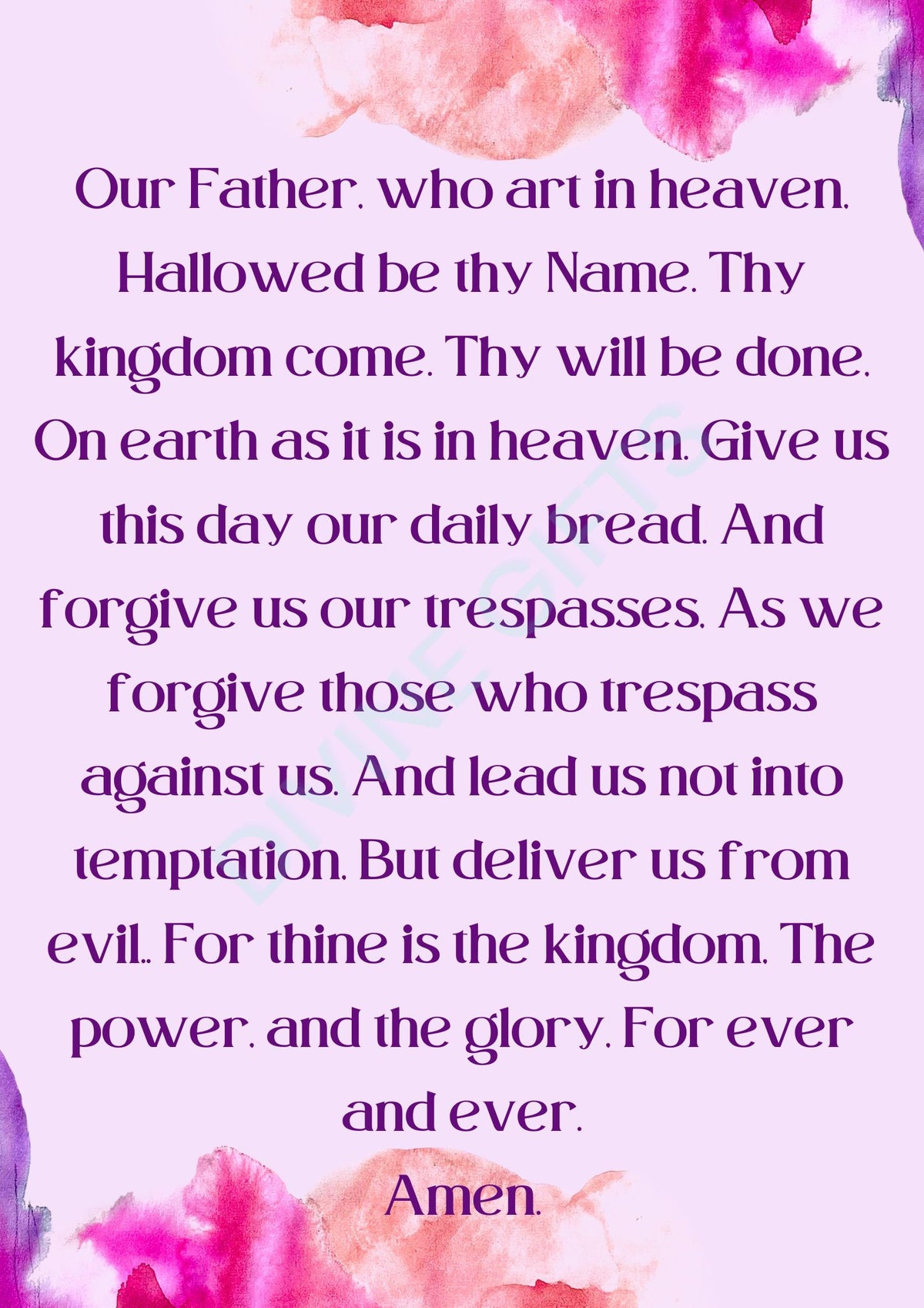 The Our Father Prayer Digital Download | Prints | Decor | Catholic | Christian | Gift