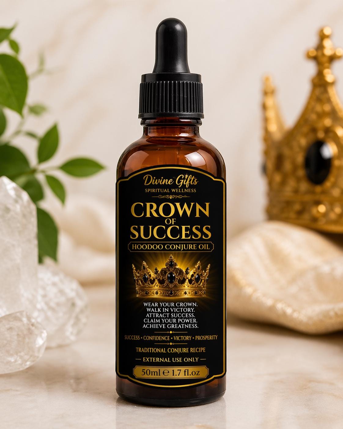 Crown of Success Oil, Hoodoo Success Oil, Career Luck Oil, Promotion Oil, Exam Success Oil, Business Success Ritual Oil