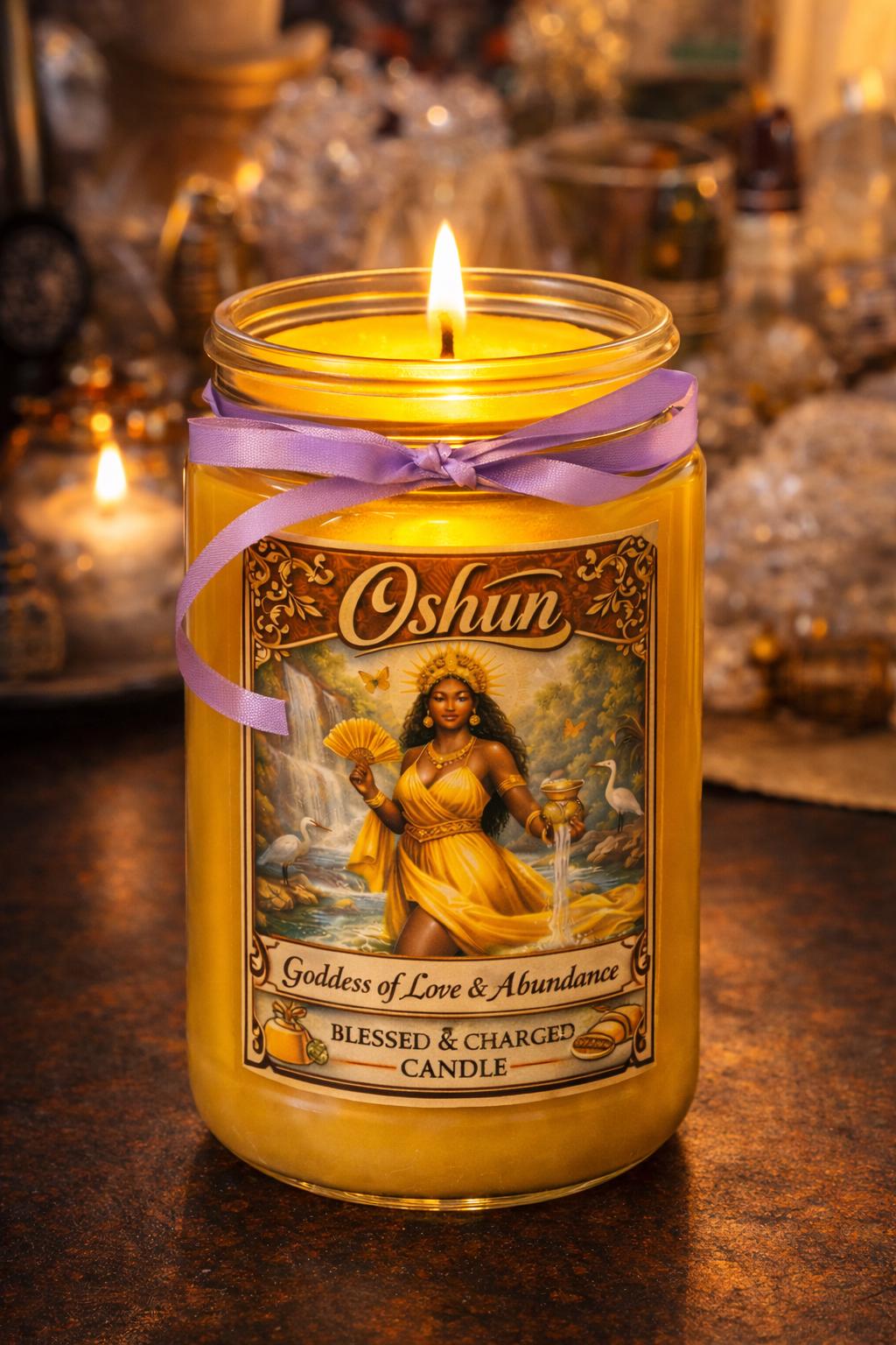 Oshun Goddess Candle | Love and Abundance Ritual Candle | Yellow Spiritual Candle | Blessed & Charged | Divine Feminine