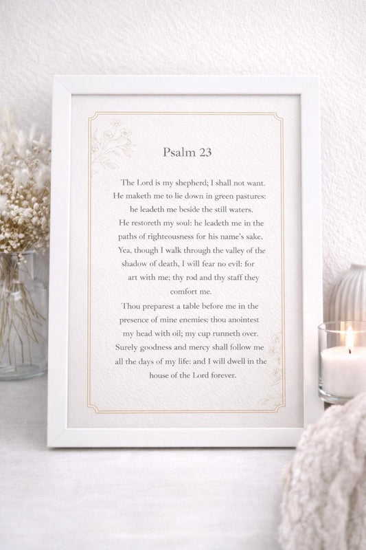 Psalm 23 Art A5 | Christian Scripture Print | The Lord Is My Shepherd | Faith Home Decor | Framed or Unframed
