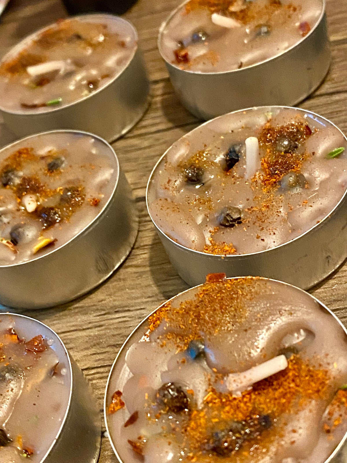 6 Block Buster Tealight Candles – Break Through Obstacles, made with herbs, roots, oils & powders—handmade blend .