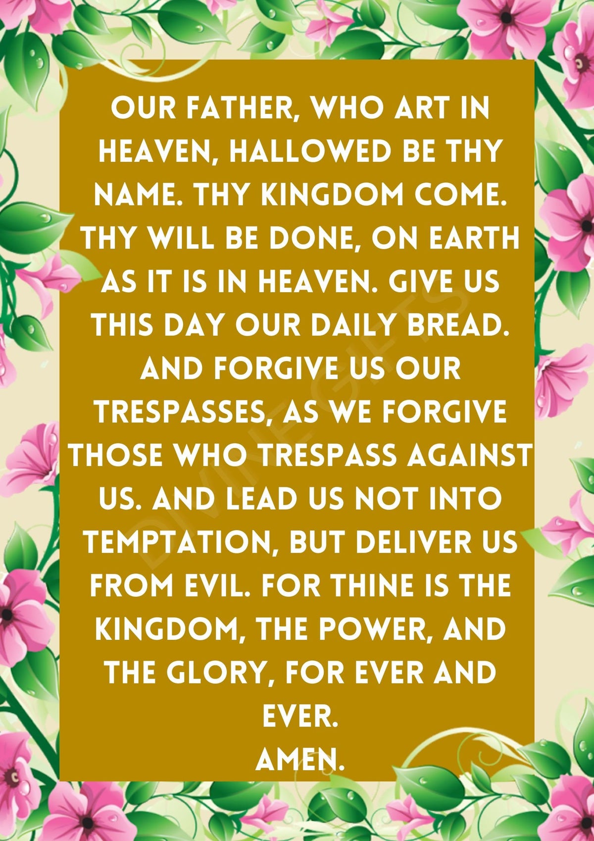 The Our Father Prayer Digital Download | Prints | Decor | Catholic | Christian | Gift