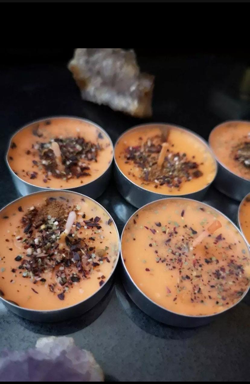 6 x  Business & Success Magickal  Candles - Wiccan - With Oils, Herbs and Roots