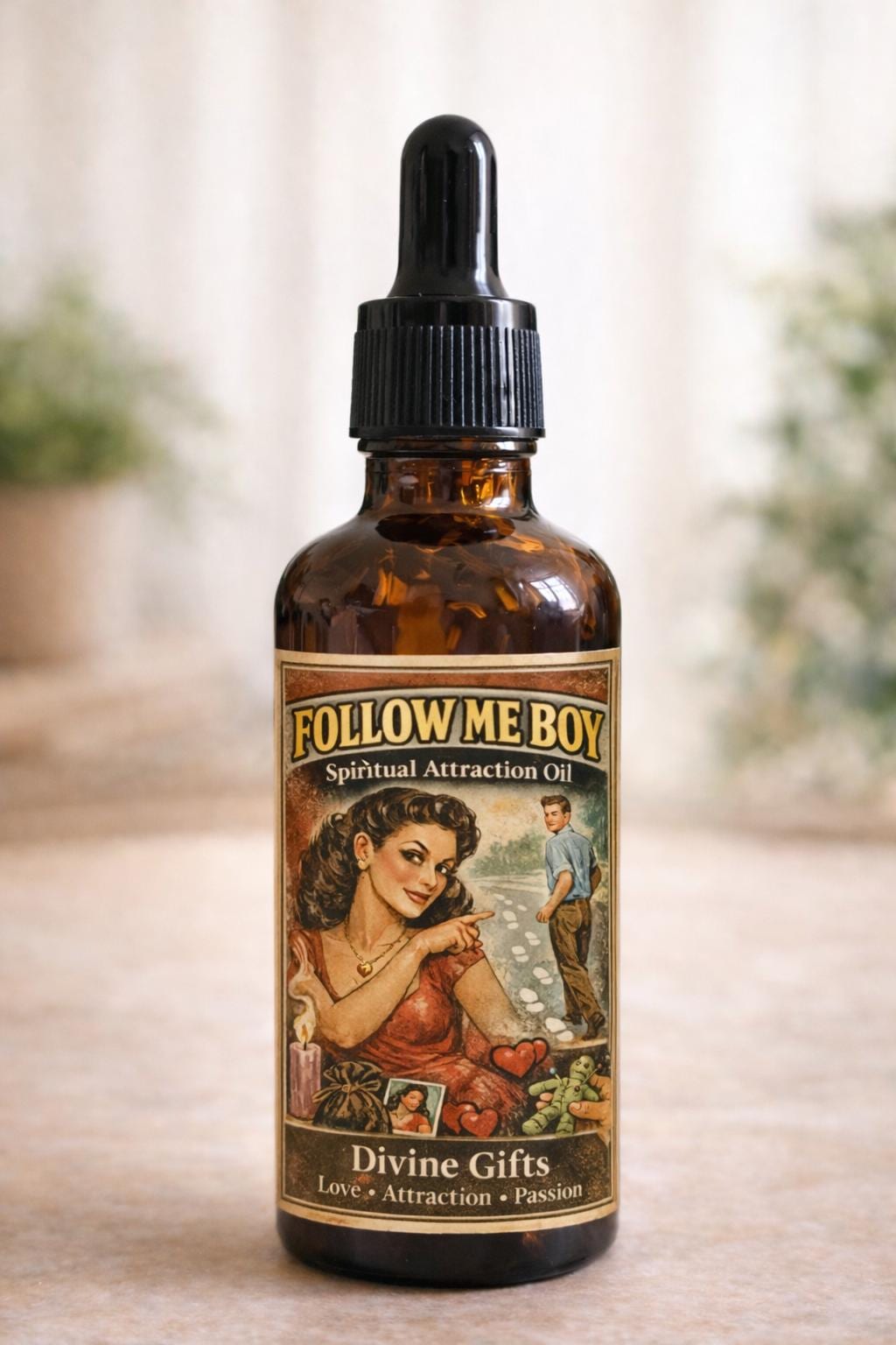 Follow Me Boy Spiritual Attraction Oil – Hoodoo Love Drawing Oil, Magnetism & Passion Ritual Oil, Divine Gifts Rootwork Oil 50ml