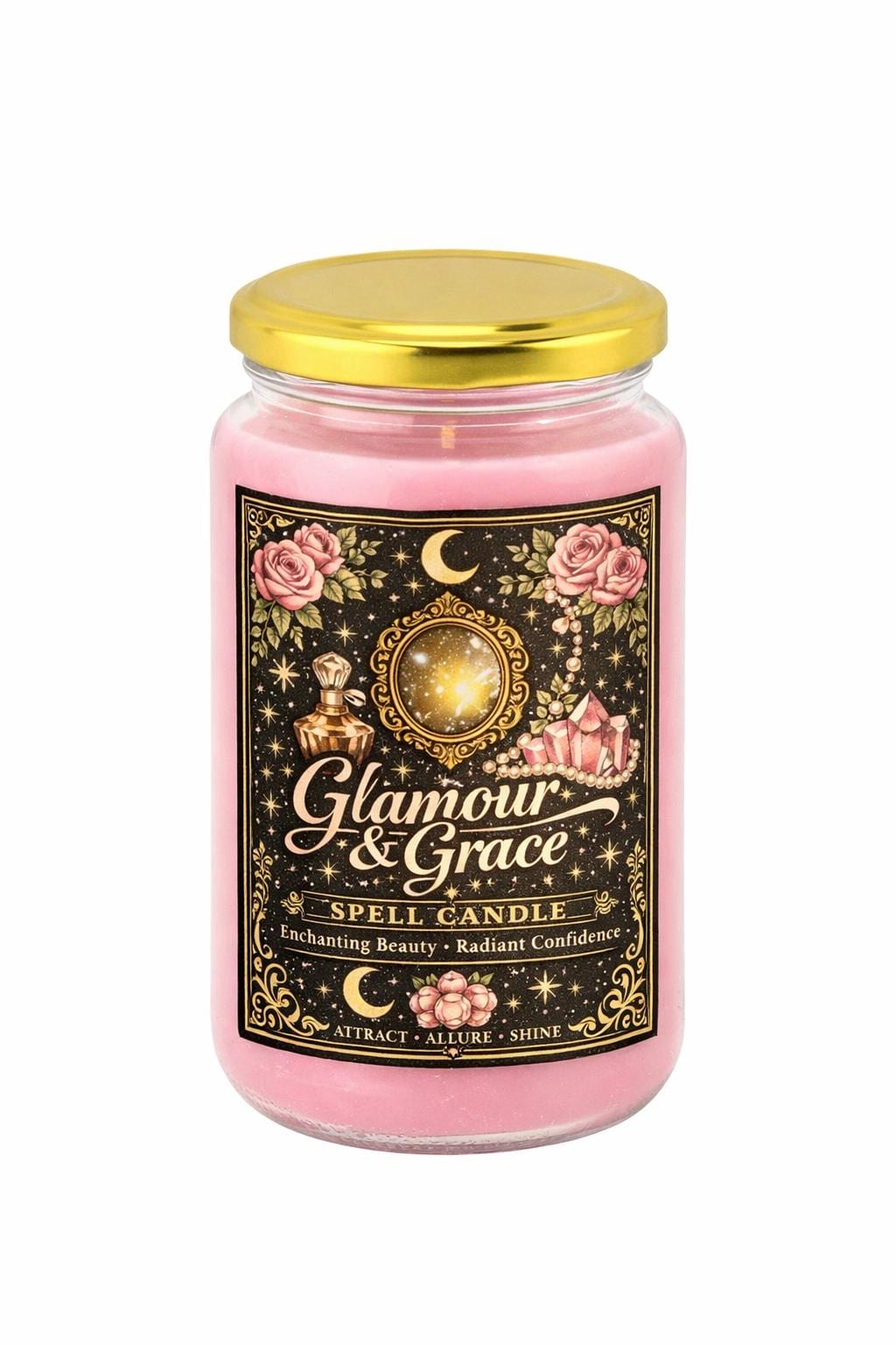 Glamour & Grace Spell Candle | Confidence, Beauty Ritual Candle |  Manifestation Candle | Self Love Magic | 11oz