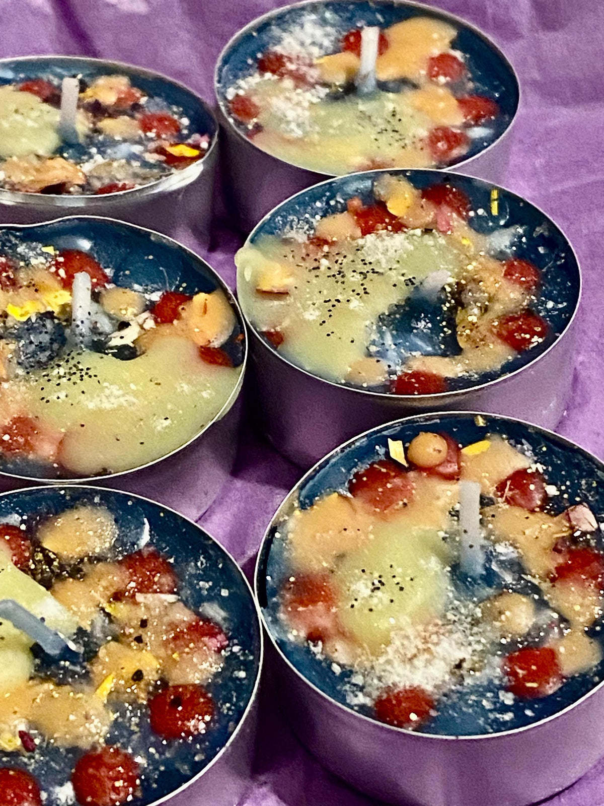 Home Protection Tea Light Candles: Handmade Herb & Oil Blend (Set of 6)